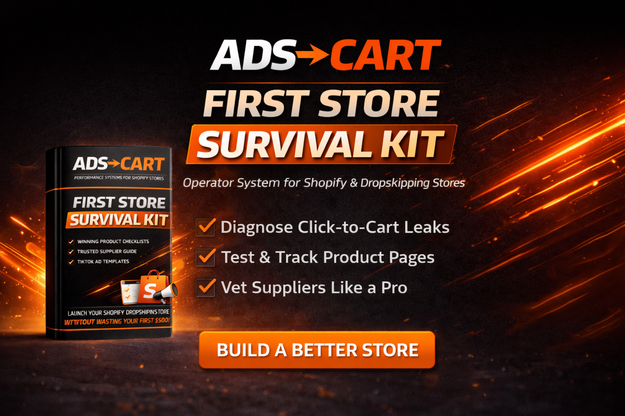 Ads to Cart — First Store Survival Kit promo graphic